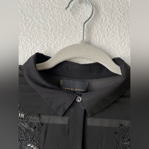 !jeans by buffalo black sheer/ semi transparent top for women - Picture 2 of 10